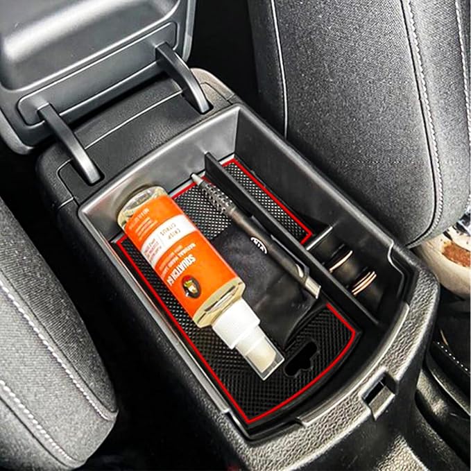 TACORBO Center Console Organizer Compatible with KIA Soul 2020 2021 2022 2023 2024 2025 Accessories Armrest Glove Box Secondary Storage, ABS Materials Insert Tray,Red