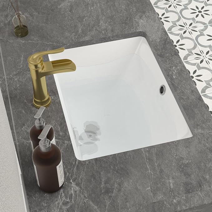 Mocoloo Undermount Bathroom Sink 20 x 15 Rectangle Porcelain White Ceramic Bathroom Sink 7 1/2 Inch Deep with Overflow Drain Lavatory Vanity Sink Under Mounted the Counter