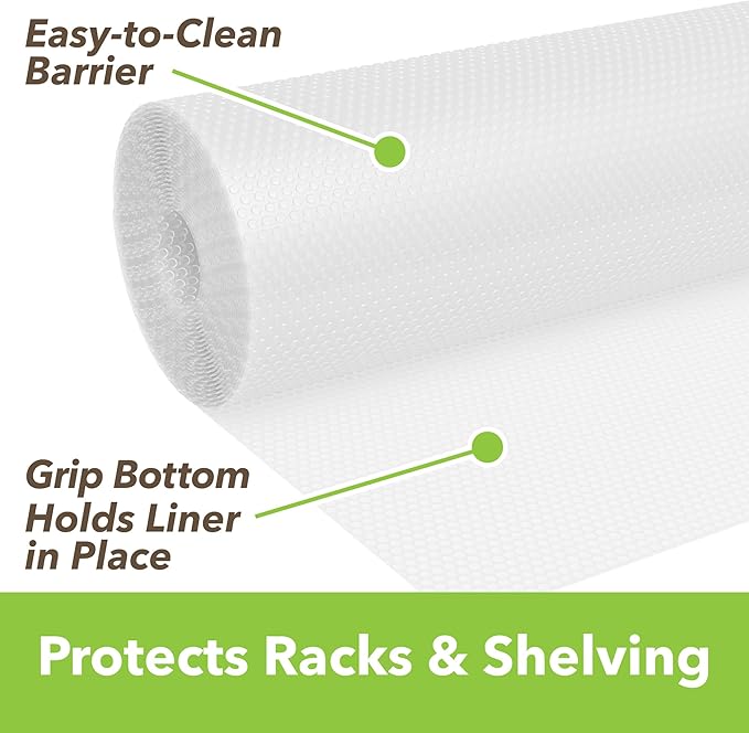 EasyLiner Clear Classic Shelf Liner - Durable Non-Adhesive Fridge Liner - Easy-to-Install and Easy-to-Clean - Kitchen Liner Mat for Fridge Shelves - Food Safe - Removable - 18 in x 30 ft - Clear