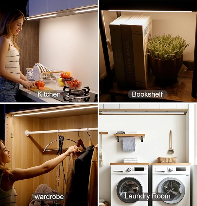 Leetdud Under Cabinet Lighting Plug in, 32 Inch 1 Pc, Linkable AC120V 3CCT 3000K/4000K/5000K Ultra Slim, LED Under Cabinet Lights for Counter Light, Kitchen, Shelf, Sink, Workshop, Desk, White
