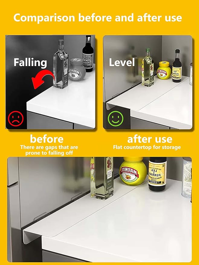 Metal Kitchen Refrigerator Gap Partition Side Panel For Crack Behind Refrigerator Kitchen Partition Panel No Drill Countertop Gap Extension Board(White,15.75 * 7.87inch)