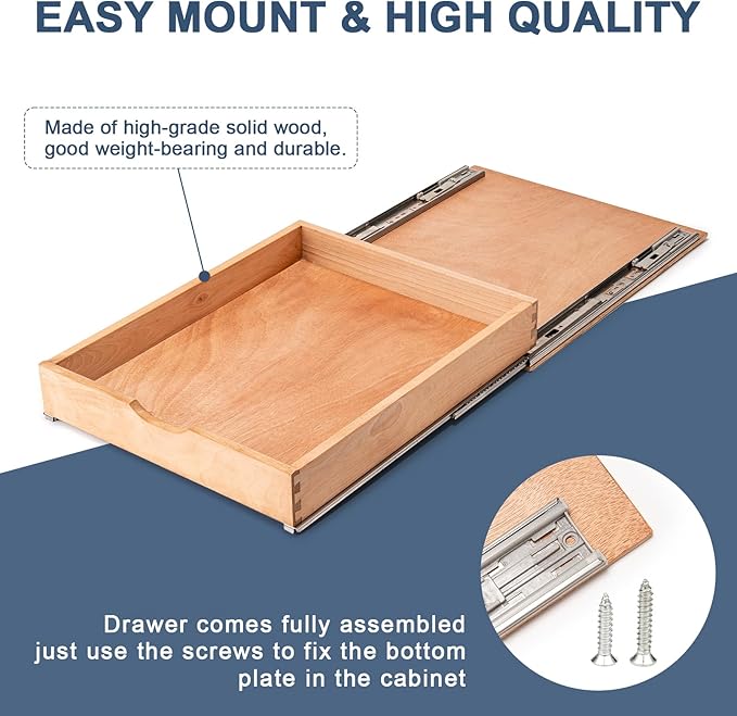 Pull Out Cabinet Drawers - 6x2 Size Options (12-23'W,18-21'D), Pre-Assembled with Soft Close Slides, Solid Beechwood, Easy Installation(12'W x 18'D)