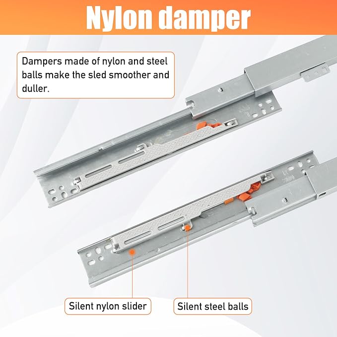 Undermount Drawer Slide Bottom Mount Pull Out Shelf Slides Full Extension Soft Close Base Mount Slide Out Drawer Track Shelf Slider Rail for Cabinet Tray Kitchen Pantry Drawer Trash Can Hardware