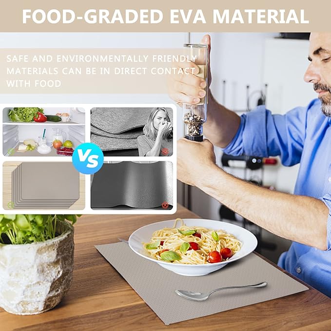 WochiTV Shelf Liner for Cabinets, Drawer 11.8 Inch x 4.9 Feet, Non Adhesive EVA Plastic Washable and Waterproof Mat for Kitchen, Pantry, Bathroom Closet, Cupboard, Drawer, Khaki