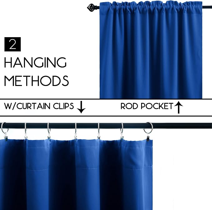 KOUFALL Loft Bed Curtains for Junior Boy Royal Blue TV Reflection Gaming Room Short Small Blackout Blinds Shades Bunk Bed Curtains for Boys Room Decor Width 34 X 30 Inch Length