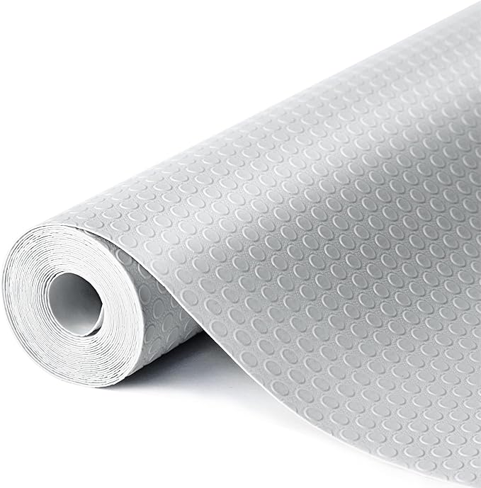 Waterproof Shelf Liner No Slip Drawer Liner for Bathroom, Non Adhesive Kitchen Cabinet Mats EVA Plastic Drawer Mats Roll for Closet, Shelves, Cupboard, Countertop, Fridge Liner -Light Grey 17.7"×78.7"