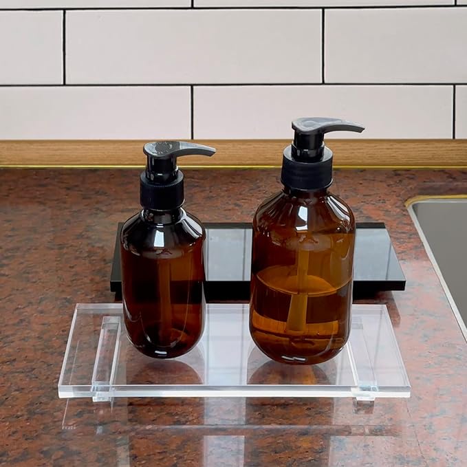 Pedestal Soap Dish Tray Acrylic Riser Stand for Kitchen Bathroom, Clear
