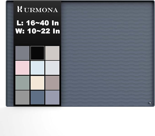 URMONA 28'' x 19'' Waterproof Silicone Under Sink Mat Cabinet and Counter Protector, Shelf Liner for Kitchen and Bathroom, Storage and Organizers, Litter Mat, Pet Cat Puppy Essentials（Charcoal）