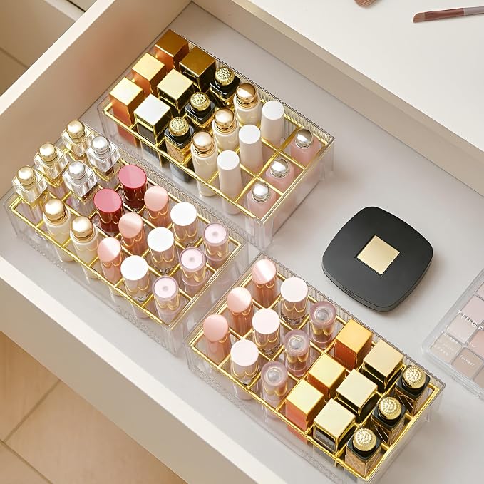18 Grids Lipsticks Organizer, Clear Acrylic, 2 Pack | Lip Gloss Holder, Storage Display Case, For Chapstick & Lip Balm, Makeup Storage