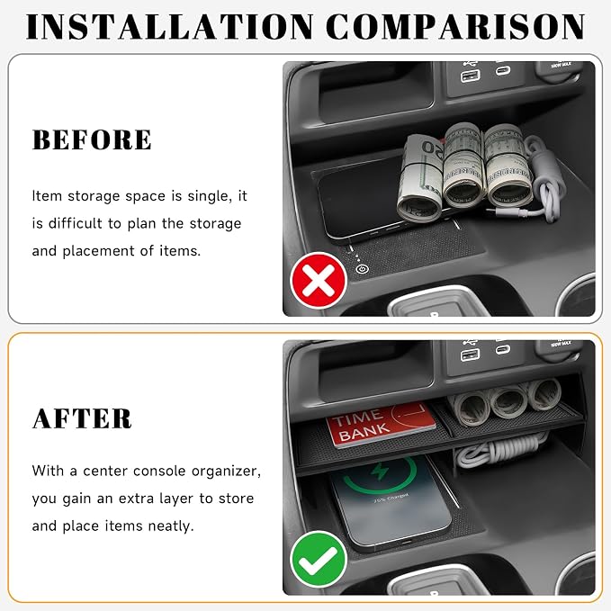 4PCS Center Console Organizer Compatible with Honda 2023-2025 2026 Pilot & 2026 Passport Accessories Armrest Divider Hidden Storage Box Organizer Divider Compartment Tray