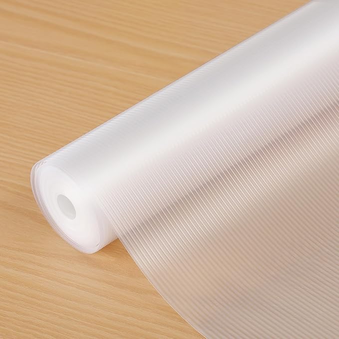 Shelf Liners 13 inch x 20 ft Shelf Liners for Kitchen cabinets nonstick Lining Drawer Mats EVA Protector for Cupboard (Clear Ribbed,13 inch x 20 ft)