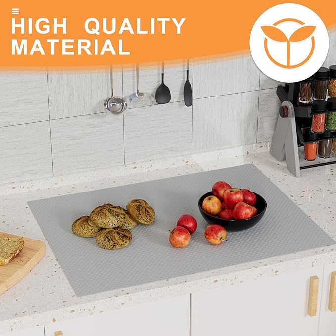 FLPMIX Kitchen Cabinet Shelf Liner: Waterproof Drawer Liner 12"x 120" - Easy to Cut Non-Adhesive Cupboard Mat for Kitchen Bathroom Pantry Shelves Light Gray