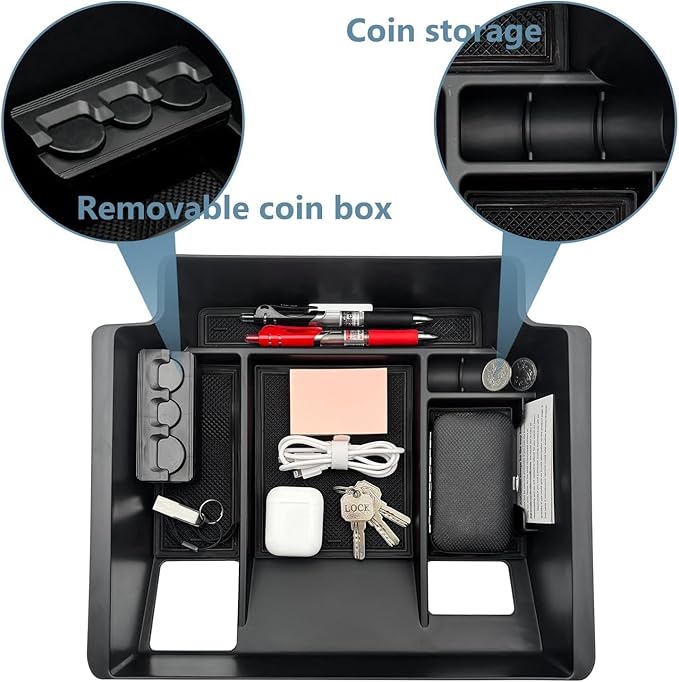 Center Console Organizer fit for GMC 2023 2024 2025 2026 Sierra/Chevy Silverado 1500 Accessories, 2024-2025 2026 2500HD 3500HD (Wireless Charger With Full Console w/Bucket Seats Only)