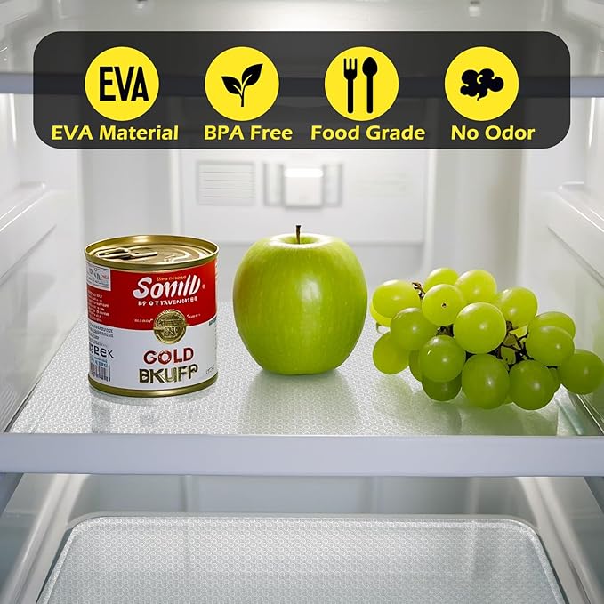 Shelf Liner, Waterproof Refrigerator Liner, Drawer Liners for Kitchen Cabinet, Bathroom Under Sink Mat Non Adhesive Fridge Liner EVA Place Mats Roll - Clear 12"×118"