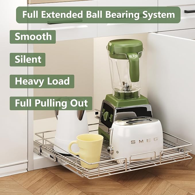 LOVMOR Pull Out Cabinet Organizer 31½" W x 21½" D, Kitchen Cabinet Pull Out Shelves Slide Out Storage