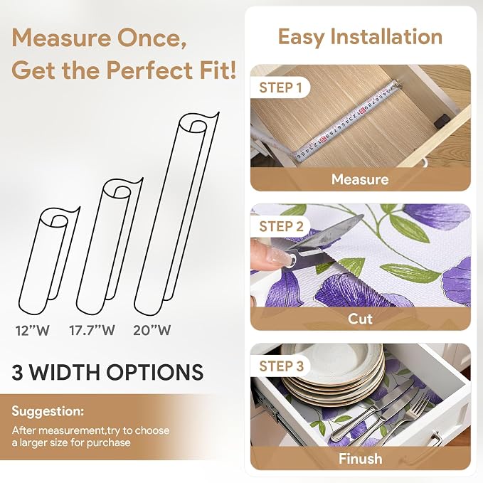 Shelf and Drawer Liner for Kitchen Cabinets 10Rolls*12'' X 120'' Non Adhesive Shelf Paper Strong Grip Anti Slip Cabinet Liners for Shelves, Oil-Proof Waterproof Cupboard Liner
