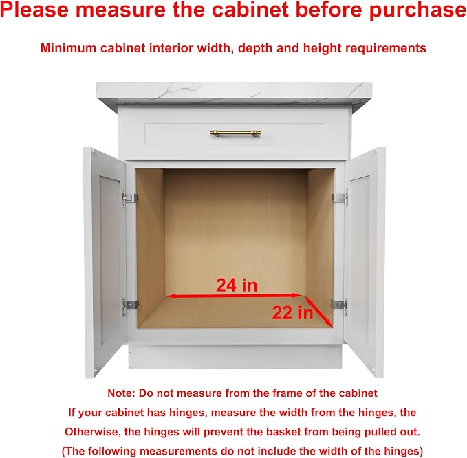Sikarou Pull Out Cabinet Organizer,Heavy-Duty Slide Out Shelf, Wood And Wire Basket, Pull Out Drawer for for Kitchen Under Sink Space, Pantry, Bathroom (23 * 21 WM)