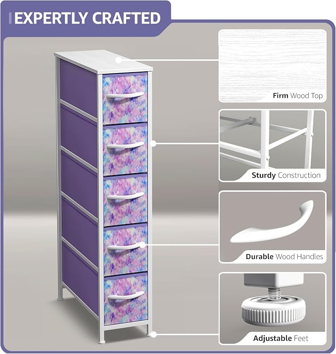 Sorbus Kids Dresser with 5 Drawers - Storage Unit Organizer Chest for Clothes - Bedroom, Kids Room, Nursery, & Closet
