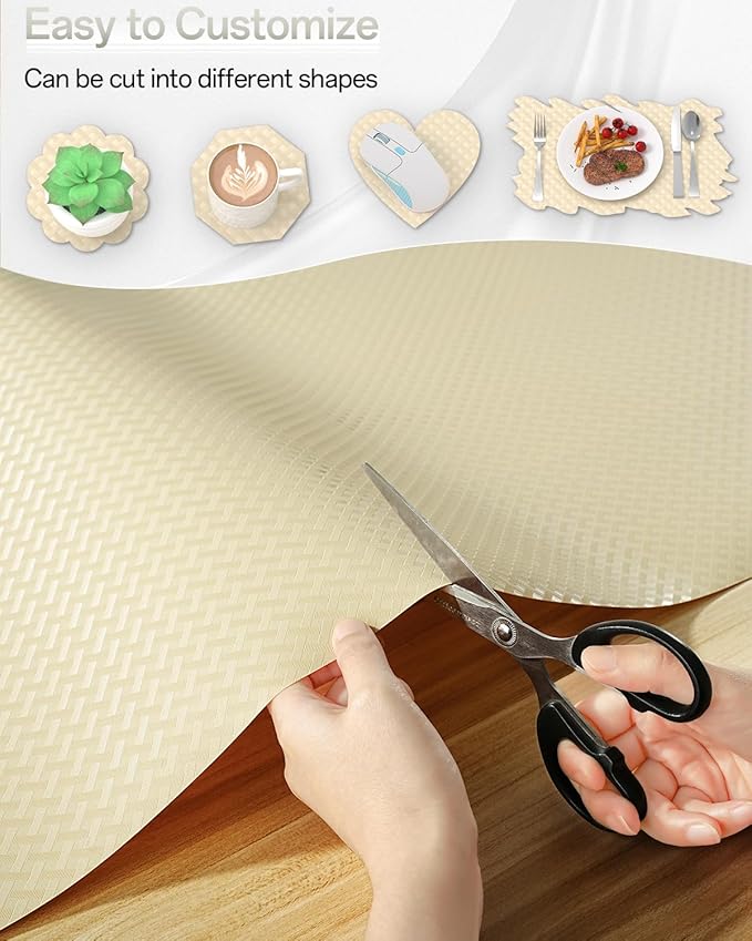 Shelf and Drawer Liner for Kitchen Cabinet, Non-Adhesive 18in x 360in Waterproof Contact Paper Refrigerator Liners Thickened Durable EVA Material Non Slip Mat for Dresser Cupboard Pantry Protector