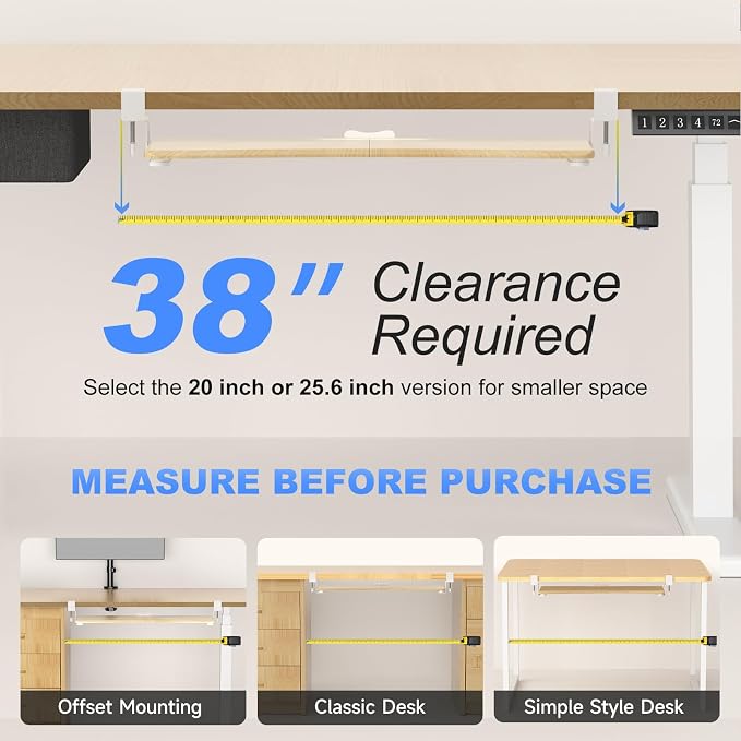 suptek Large Keyboard Tray Under Desk Pull Out with C Clamp Mount, Keyboard & Mouse Tray, 34 (38 Including Clamps) x 11.8 inch Slide-Out Platform Computer Drawer for Typing, Light Wood, DSF1LQM