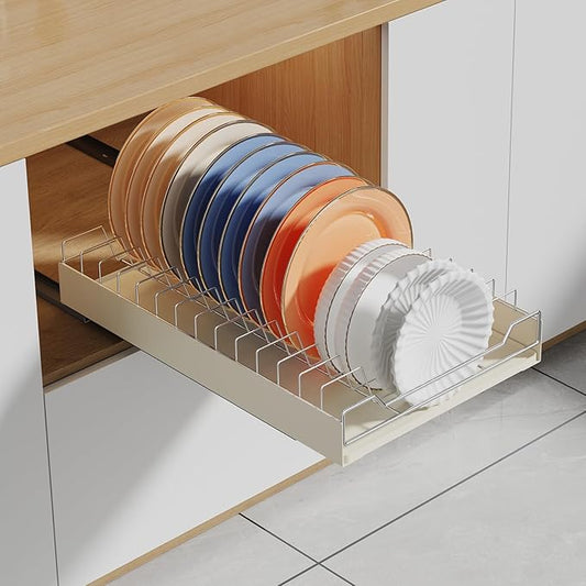 GarveeHome Pull Out Dish Rack, Metal Slide Out Dish Drying Rack, Fixed With Adhesive Nano Film, Cabinet Organizers for Kitchen Under Sink, 11.4" W x 16.5" D