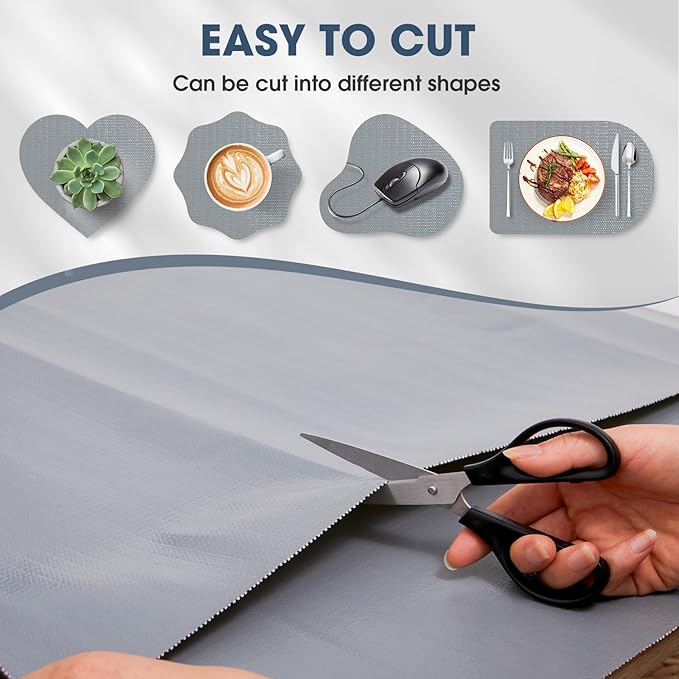 Drawer and Shelf Liner, Non-Slip Kitchen Cabinet Liners Non-Adhesive Thick Strong Grip Waterproof Washable Mats Protect Dresser Shelves Cupboard Bathroom Cabinets, Pure Gray, 24 in X 10 FT