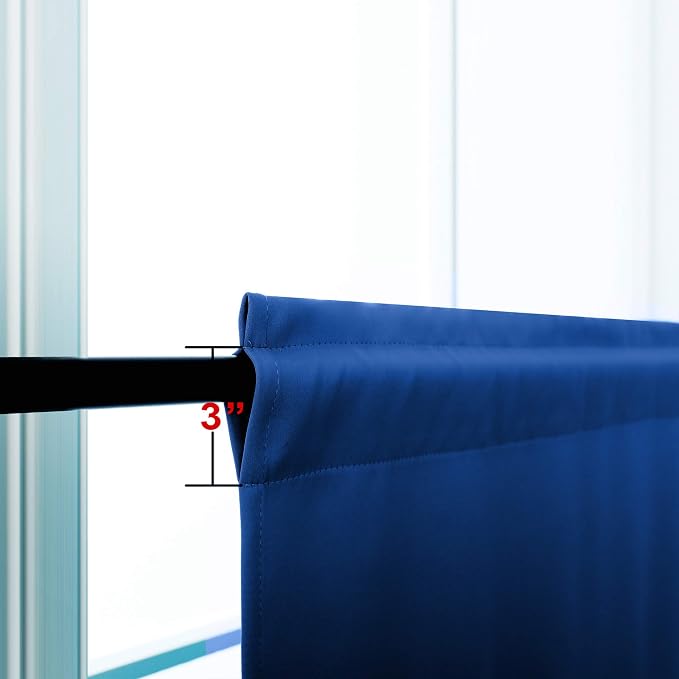 KOUFALL Rod Pocket Blackout Tier Short Curtains-Royal Blue-34x36