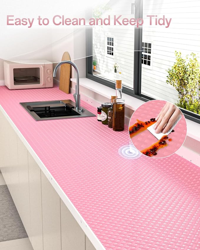 Shelf and Drawer Liner for Kitchen Cabinet, Non-Adhesive 12in x 240in Waterproof Contact Paper Refrigerator Liners Thickened Durable EVA Material Non Slip Mat for Dresser Cupboard Pantry Protector