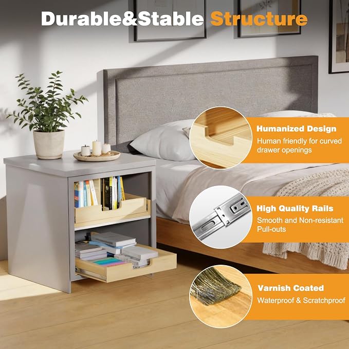 Pull Out Cabinet Organizer, 20''W×21''D Sliding Drawers for Cabinets, 1 Tier Soft Close Slide Out Wooden Pull out Drawers, Base Cabinet Organization for Kitchen, Pantry, Bathroom