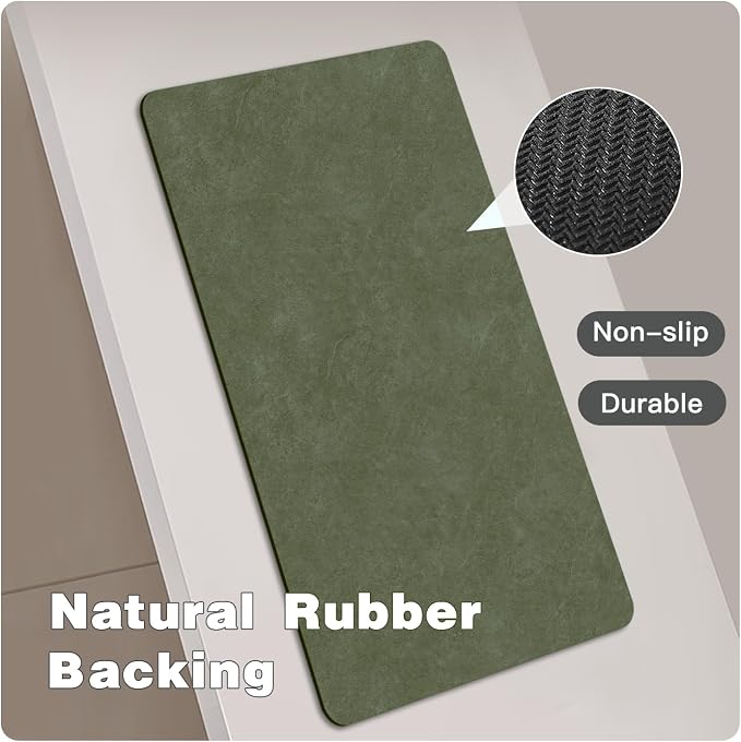 TYUU Bathroom Mat Quick Dry, Bathroom Rugs Non Slip Washable Thin Absorbent Bath Mat Fits Under Door Bathroom Floor Mat Perfect for Bath, Shower, or Sink 24"x60" Sage Green