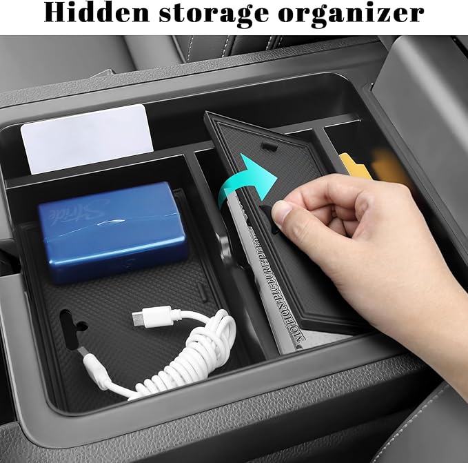 2PCS Center Console Organizer Compatible with Honda 2023-2025 2026 Pilot & 2024-2026 Passport & 2024 2025 Ridgeline Accessories Hidden Box Organizer