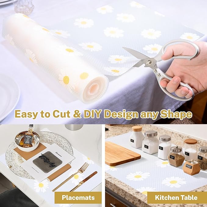 Shelf Liner, Non-Adhesive Roll Cabinet & Drawer Liner, Non-Slip Mat Cupboard Liner, Washable Oil-Proof Liners for Kitchen Cabinets, Shelves, Refrigerator, Storage, Bathroom 12 Inches x 20 FT