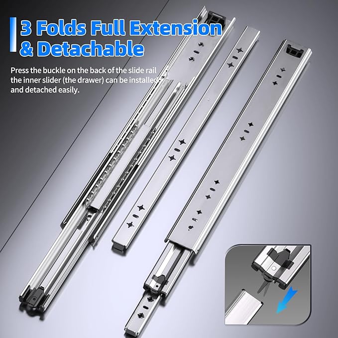 SLIDEWAY 260 Lbs Heavy Duty Drawer Slides 1 Pair 8 10 12 14 16 18 20 24 26 30 32 40 Inch Full Extension Ball Bearing Sliding Rails Cabinet Runners Tracks Tool Box Glides (53mm Wide)-30"