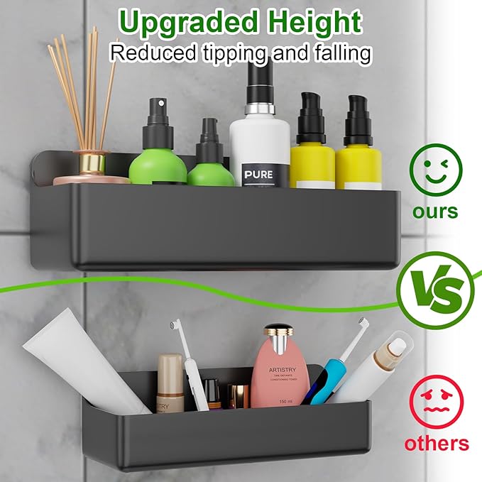 Adhesive Shower Caddy 6 Pack Rustproof Shower Shelves for Inside Shower No Drilling Bathroom Organizers and Storage Large Rack with Soap Holder Clear