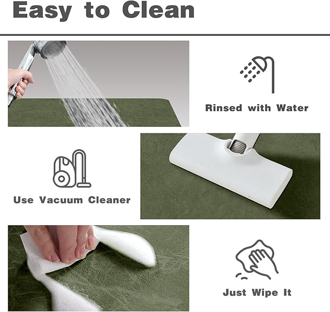 TYUU Bathroom Mat Quick Dry, Bathroom Rugs Non Slip Washable Thin Absorbent Bath Mat Fits Under Door Bathroom Floor Mat Perfect for Bath, Shower, or Sink 16"x24" Sage Green