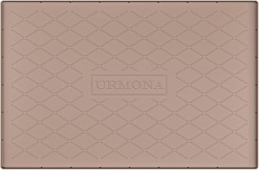 URMONA 34" x 19" Waterproof Silicone Mat in Multiple Sizes & Colors, Under Sink Mat for Kitchen & Bathroom, Pet Food Pad for Dogs & Cats, Kitchen Cabinet Liner, Multi-Purpose for Storage(Khaki)