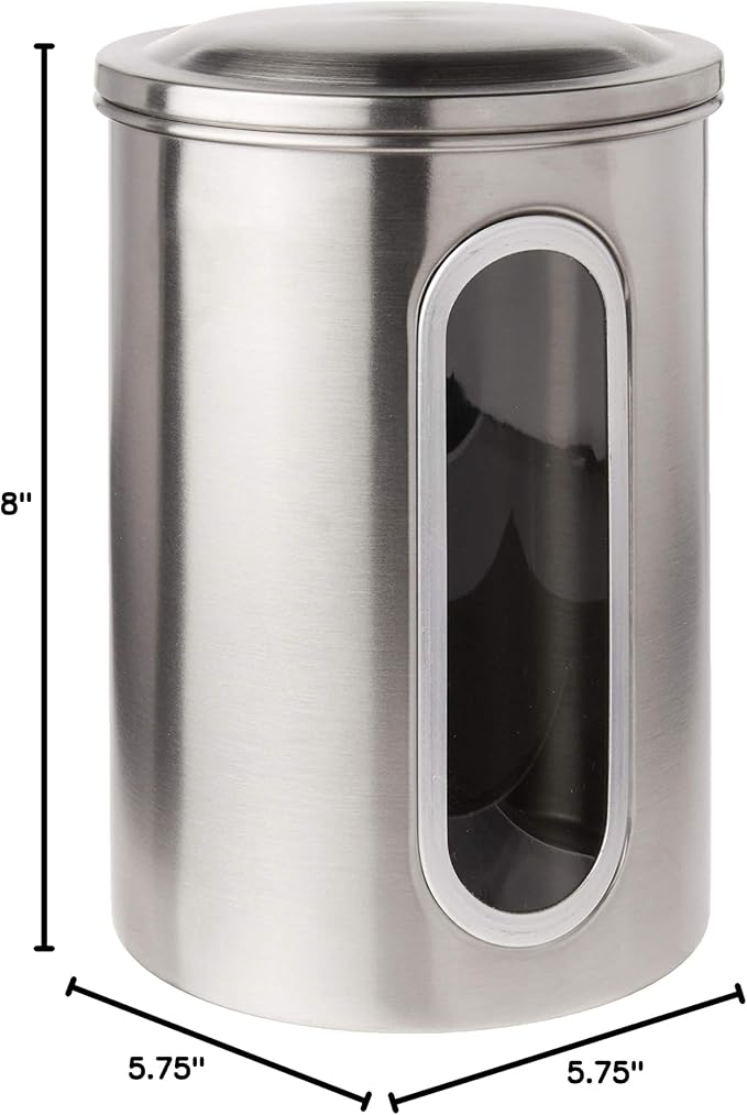 Fox Run Stainless Steel Canister Set For Kitchen Counter, 3-Piece Set for Sugar, Flour, Coffee and More