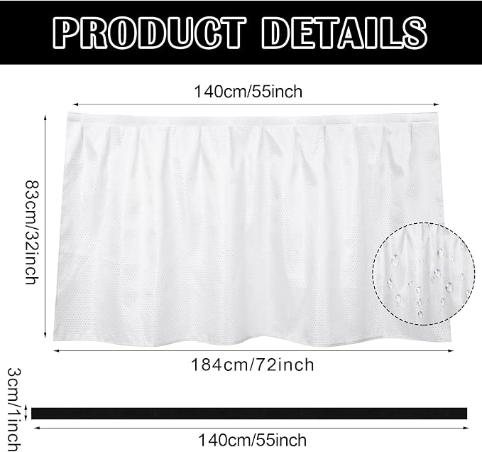 Fabric Sink Skirt Diamond Bathroom Stitch Self Stick Adhesive Waterproof Fabric Under Sink Curtain Skirt 55 x 32 Inch Adds Bathroom Storage(White,Fashion Style)