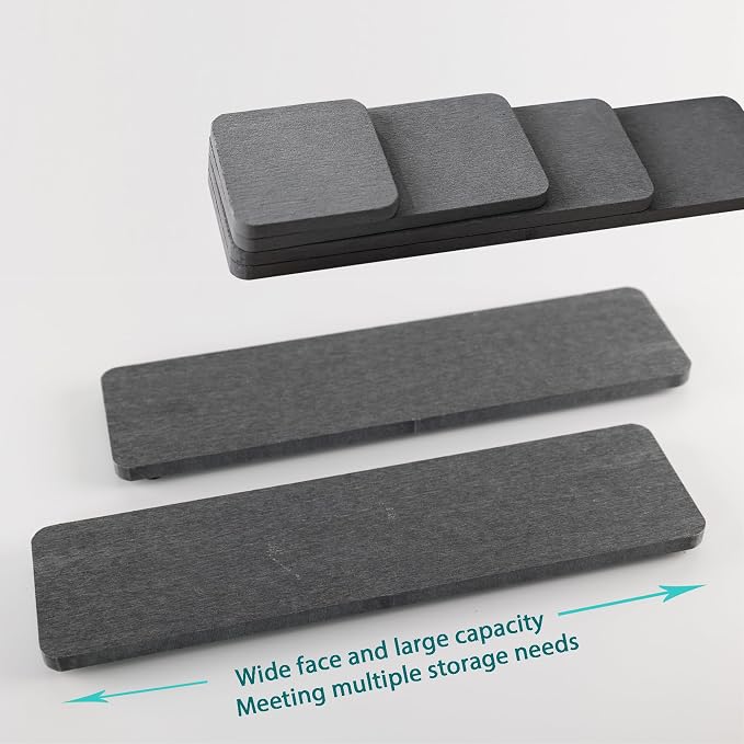 NiuYichee 2 Pcs Water Absorbing Stone Trays, Kitchen/Bathroom Sink Soap Dish, Diatomite Tray Used for Hand Soap & Cosmetic Bottles in The Modern Home, 3.15" W x 11.8" L, Dark Gray