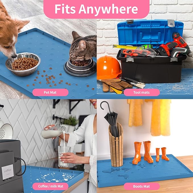 Sdpeia Under Sink Mat 22"×19" Waterproof Silicone Cabinet Liner & Sink Protector for Kitchen & Bathroom, Multi-Purpose Organizers Tray for Pets, Laundry, Cat Litter Mat