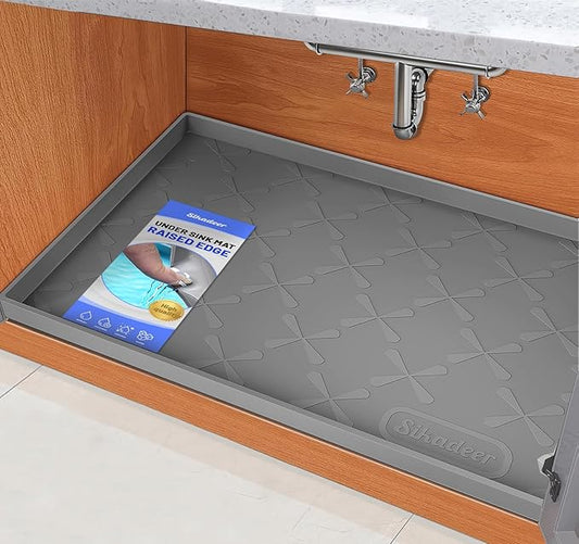 SIKADEER Under Sink Mat Waterproof 34" x 22", Silicone Mat Kitchen Drawer Shelf and Cabinet Liner, Sink Protector for Kitchen Organizers and Storage, Boot Tray Pet Food Mats