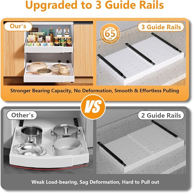 Pull Out Cabinet Organizer 21" Deep 2 Pack Heavy Duty Expandable(12.6"-21.3") Pull Out Drawers for Cabinets with Adhesive Adjustable Slide Out Drawers Roll Out Shelves for Kitchen Pantry Bathroom