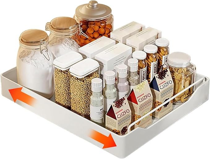 Pull Out Drawers for Cabinets Extendable Drawer Kitchen Expandable Drawer Pull Slide Out Drawer with Handle Stainless Steel Extendable Cabinet Organizer No Drilling and Nailing Required