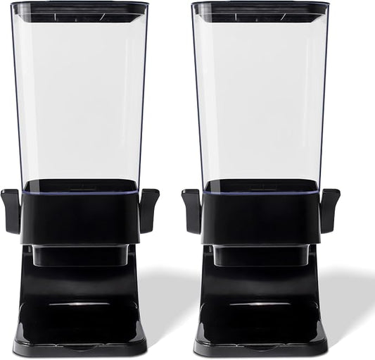 Cereal Dispenser Countertop, 5L Kitchen Organization Cereal Containers Storage, Desktop Candy Dispenser Plastic Cereal Dispenser, Snack Containers Can Hold Granola, Dry Food, nut, Grain (Black, 2Pc)