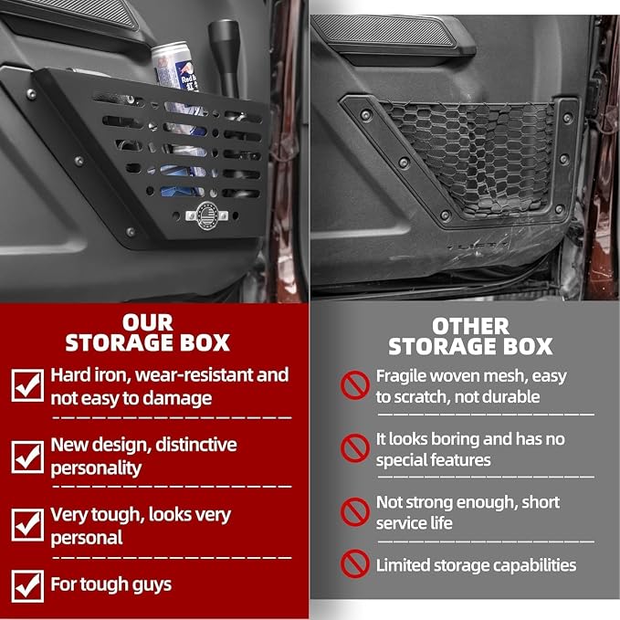 Front Door Storage Metal Box for Ford Bronco 2021-2024 Interior Storage Expansion Front Door Storage Pockets Side Insert Organizer Accessories (2-PCS)