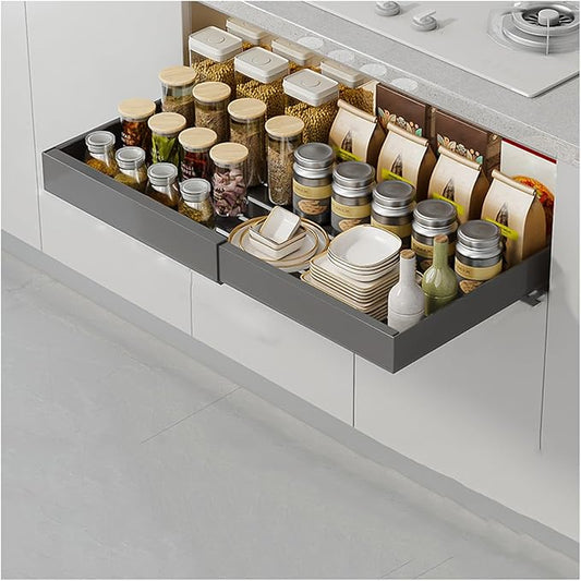 Pull Out Drawers for Cabinets Pull Out Cabinet Organizer Pull Out Drawers Storage Shelves for Kitchen Cabinets Adjustable Width Pull Out Drawer No Drilling and NAI