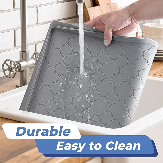 Jin&Bao Waterproof Under Sink Mat 22" x 19", Thick Silicone Mat Cabinet Protector for Kitchen and Bathroom, Shelf Liner, Home Organizer and Storage, Multipurpose Tray for Gadgets and Essentials