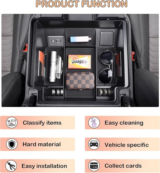 TACORBO Center Console Full Organizer Tray Compatible with Refreshed 2022-2023 2024 2025 Silverado/Sierra 1500,2024 2025 Chevy Silverado/GMC Sierra 2500HD 3500HD,Front Bucket Seats Only