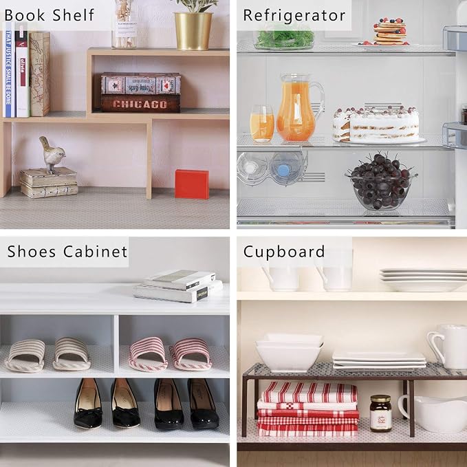 Refrigerator, Freezer, Fridge Shelf Liners and Drawer Mats 11.8 Inch Wide x 157.5 Inch Long, Non Adhesive EVA Plastic Washable Waterproof Pads for Kitchen Cabinet, Pantry Closet, Cupboard, Clear