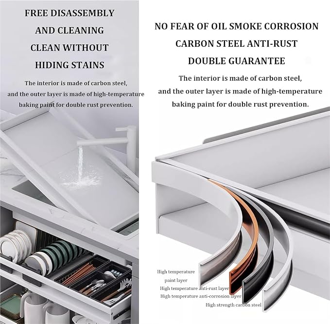 Pull out Cabinet Organizer,Under Sink Organizer, Roll out Storage Shelf Storage for Pantry,Extendable Drawer For Kitchen Storage,No Need Drill and Nailing,for Kitchen, Living Room, Home.(Black,TWO-47*